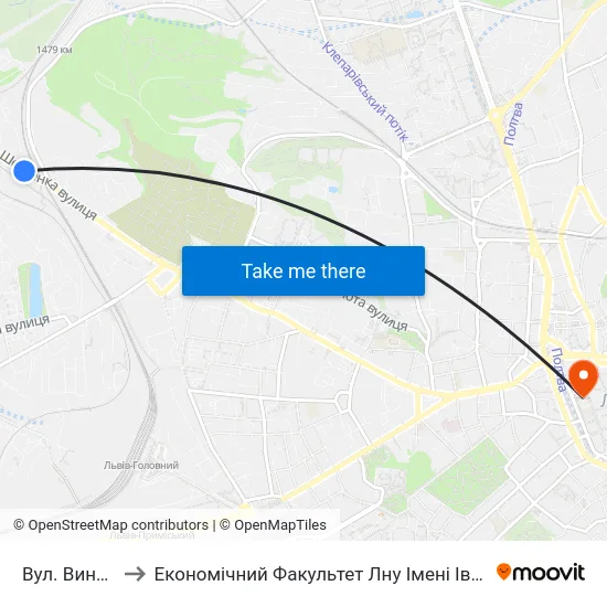 Вул. Винниця to Економічний Факультет Лну Імені Івана Франка map