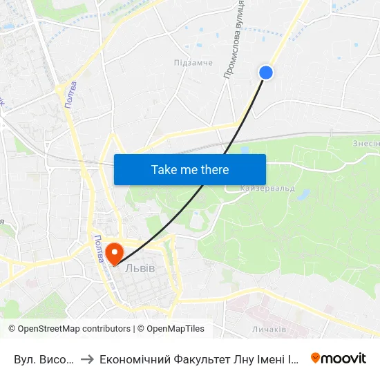 Вул. Височана to Економічний Факультет Лну Імені Івана Франка map