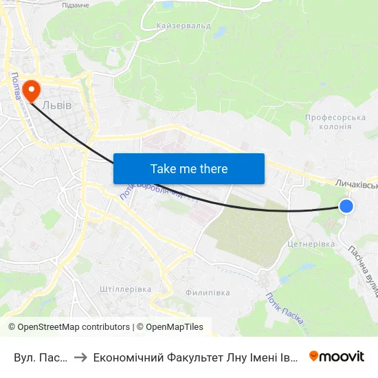 Вул. Пасічна to Економічний Факультет Лну Імені Івана Франка map