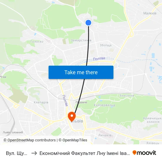 Вул. Щурата to Економічний Факультет Лну Імені Івана Франка map