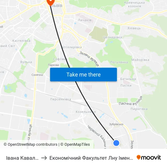 Івана Кавалерідзе to Економічний Факультет Лну Імені Івана Франка map