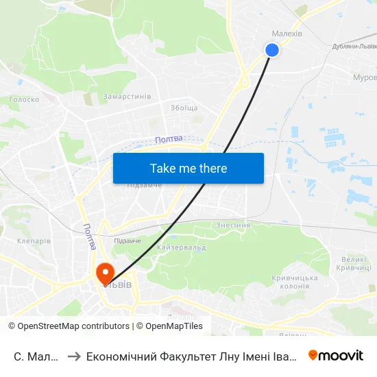 С. Малехів to Економічний Факультет Лну Імені Івана Франка map