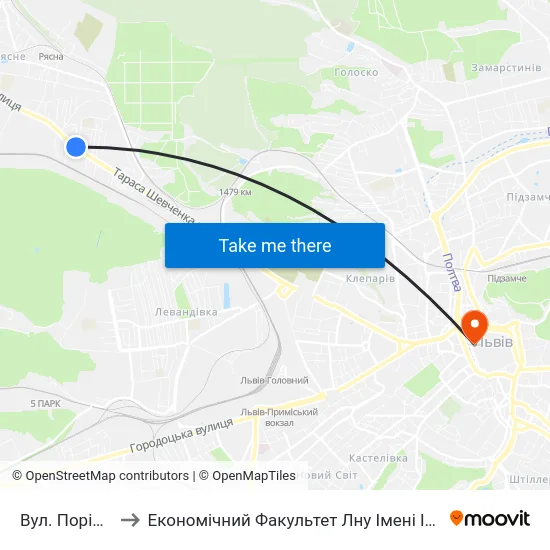 Вул. Порічкова to Економічний Факультет Лну Імені Івана Франка map