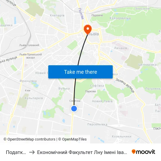 Податкова to Економічний Факультет Лну Імені Івана Франка map