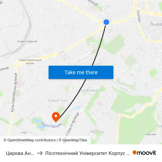 Церква Анни to Лісотехнічний Університет Корпус № 1 map