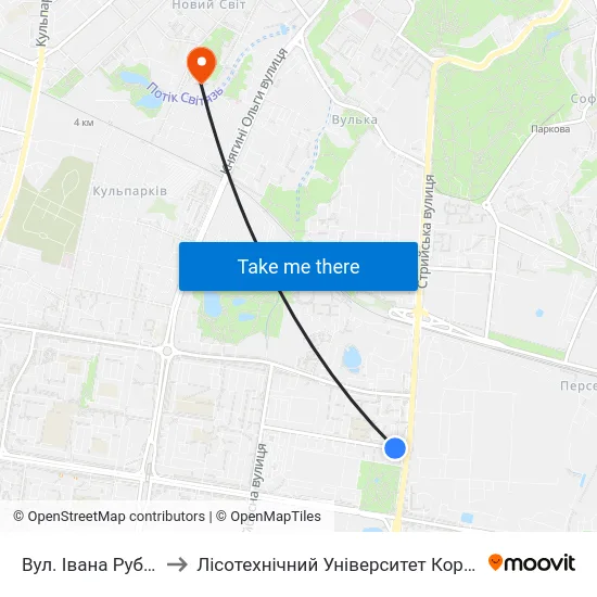 Вул. Івана Рубчака to Лісотехнічний Університет Корпус № 1 map