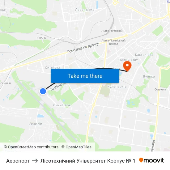 Аеропорт to Лісотехнічний Університет Корпус № 1 map