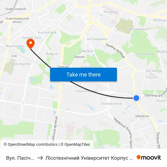 Вул. Пасічна to Лісотехнічний Університет Корпус № 1 map
