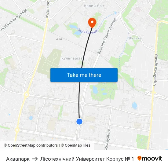 Аквапарк to Лісотехнічний Університет Корпус № 1 map