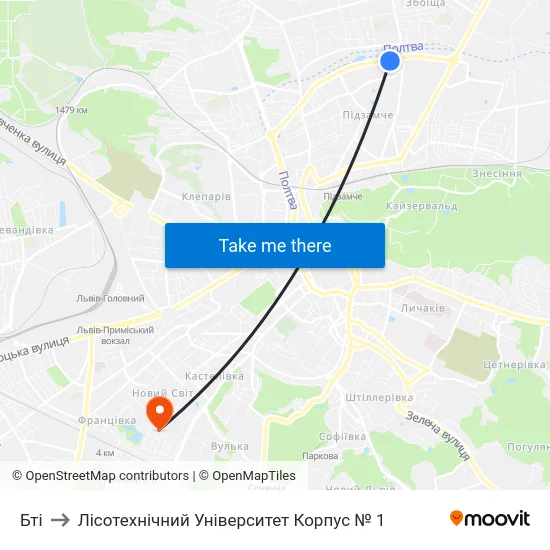 Бті to Лісотехнічний Університет Корпус № 1 map