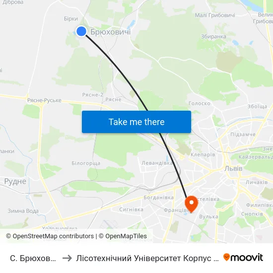 С. Брюховичі to Лісотехнічний Університет Корпус № 1 map