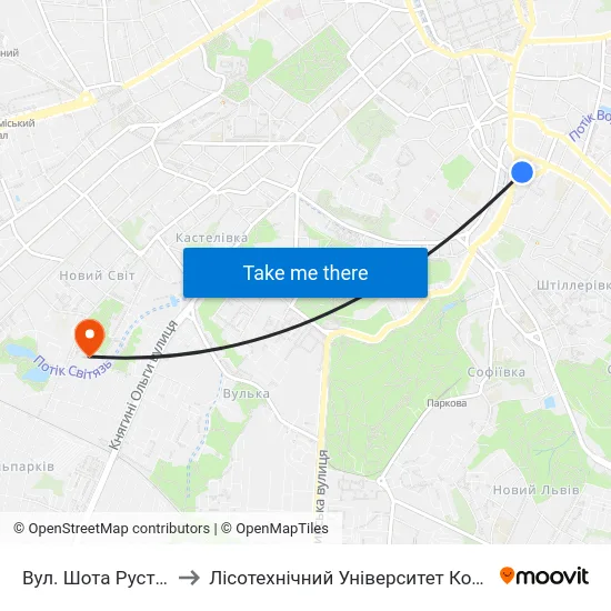 Вул. Шота Руставелі to Лісотехнічний Університет Корпус № 1 map
