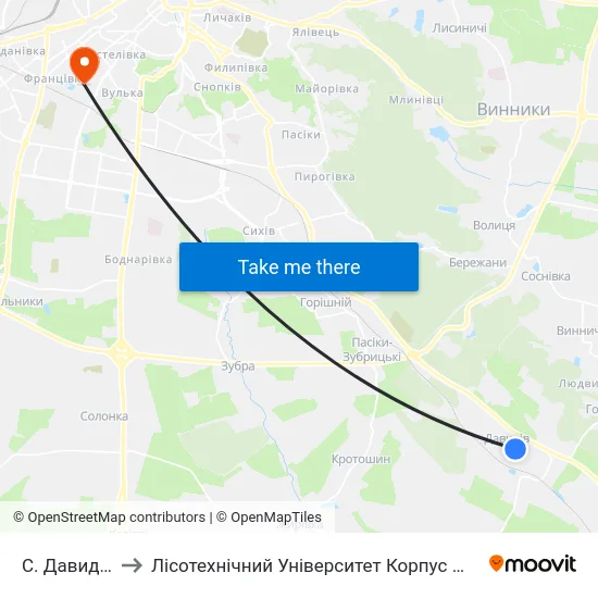 С. Давидів to Лісотехнічний Університет Корпус № 1 map