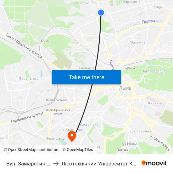 Вул. Замарстинівська to Лісотехнічний Університет Корпус № 1 map