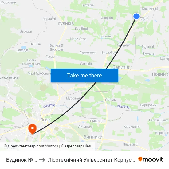 Будинок №58 to Лісотехнічний Університет Корпус № 1 map