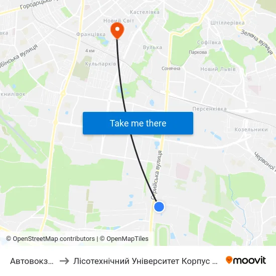 Автовокзал to Лісотехнічний Університет Корпус № 1 map