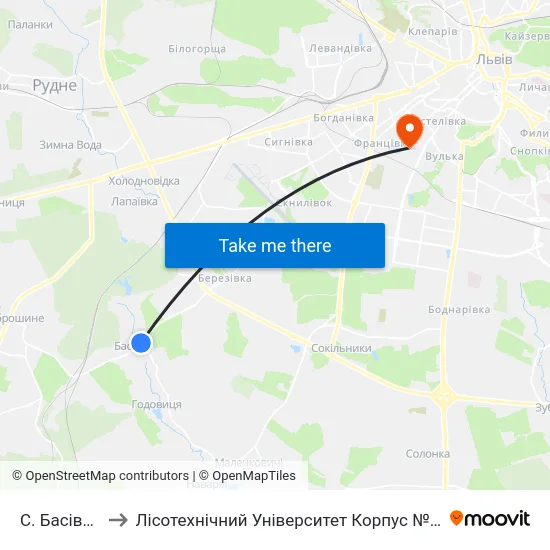 С. Басівка to Лісотехнічний Університет Корпус № 1 map