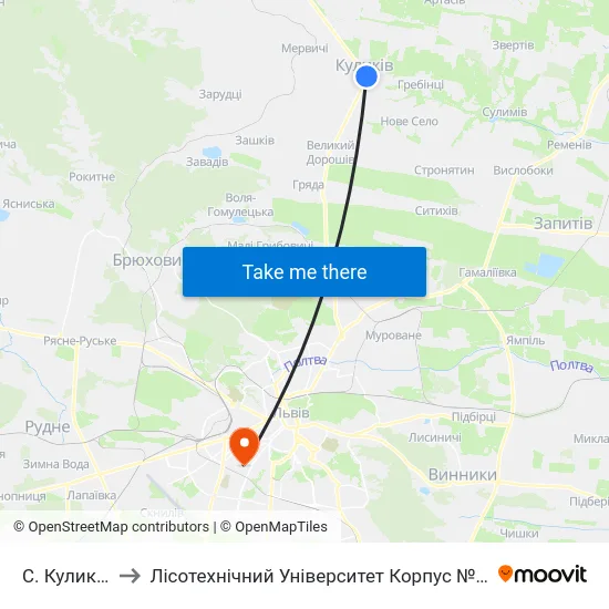 С. Куликів to Лісотехнічний Університет Корпус № 1 map