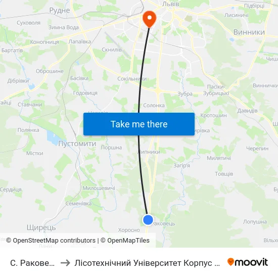 С. Раковець to Лісотехнічний Університет Корпус № 1 map