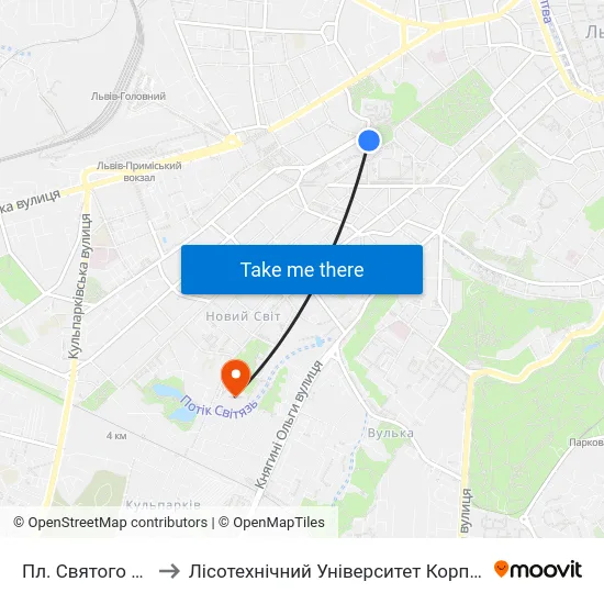 Пл. Святого Юра to Лісотехнічний Університет Корпус № 1 map