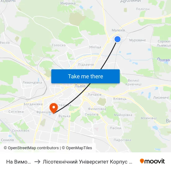 На Вимогу to Лісотехнічний Університет Корпус № 1 map