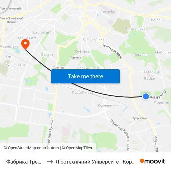 Фабрика Трембіта to Лісотехнічний Університет Корпус № 1 map