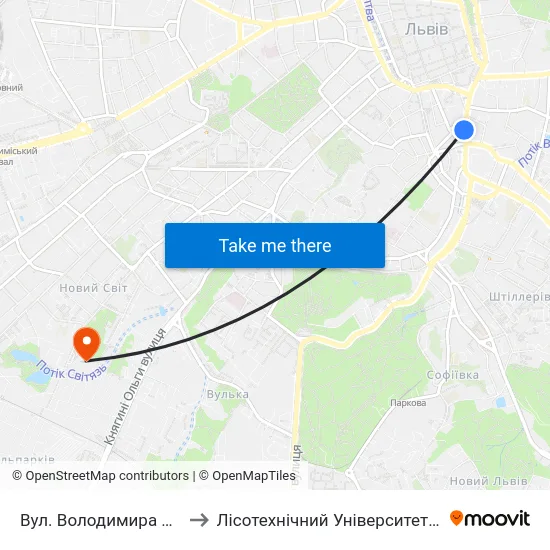 Вул. Володимира Шухевича to Лісотехнічний Університет Корпус № 1 map