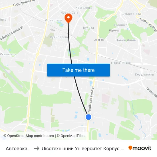 Автовокзал to Лісотехнічний Університет Корпус № 1 map