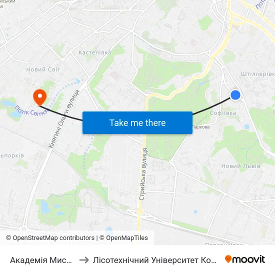 Академія Мистецтв to Лісотехнічний Університет Корпус № 1 map