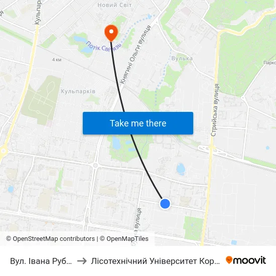 Вул. Івана Рубчака to Лісотехнічний Університет Корпус № 1 map