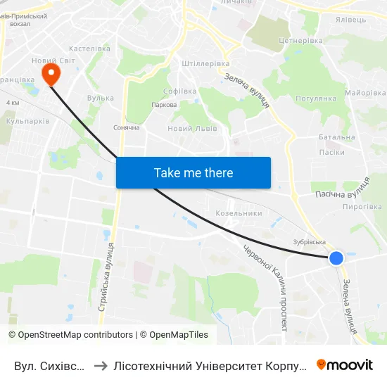 Вул. Сихівська to Лісотехнічний Університет Корпус № 1 map