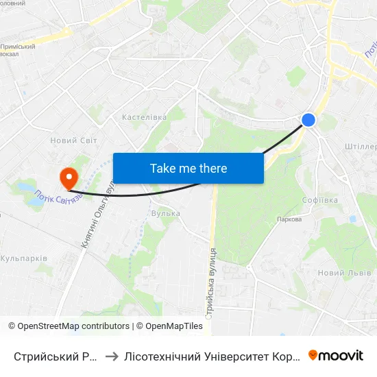Стрийський Ринок to Лісотехнічний Університет Корпус № 1 map