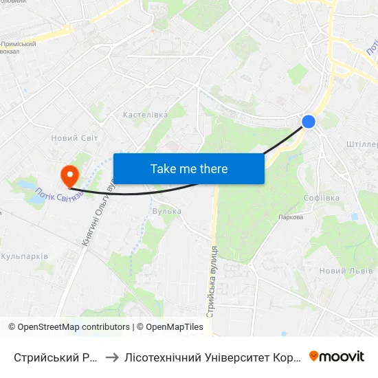 Стрийський Ринок to Лісотехнічний Університет Корпус № 1 map