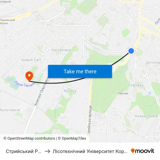 Стрийський Ринок to Лісотехнічний Університет Корпус № 1 map