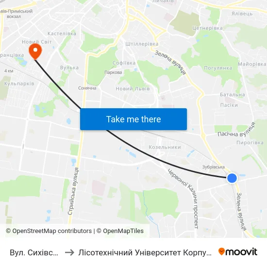 Вул. Сихівська to Лісотехнічний Університет Корпус № 1 map