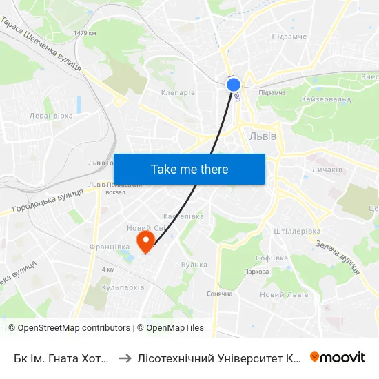 Бк Ім. Гната Хоткевича to Лісотехнічний Університет Корпус № 1 map