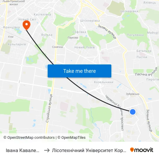 Івана Кавалерідзе to Лісотехнічний Університет Корпус № 1 map