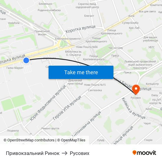 Привокзальний Ринок to Русових map