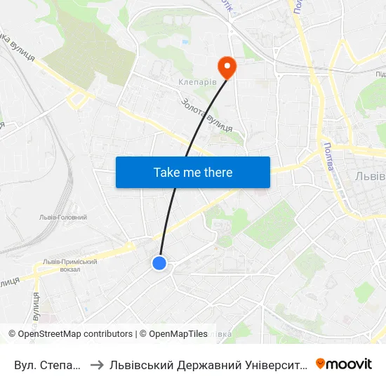 Вул. Степана Бандери to Львівський Державний Університет Безпеки Життєдіяльності map