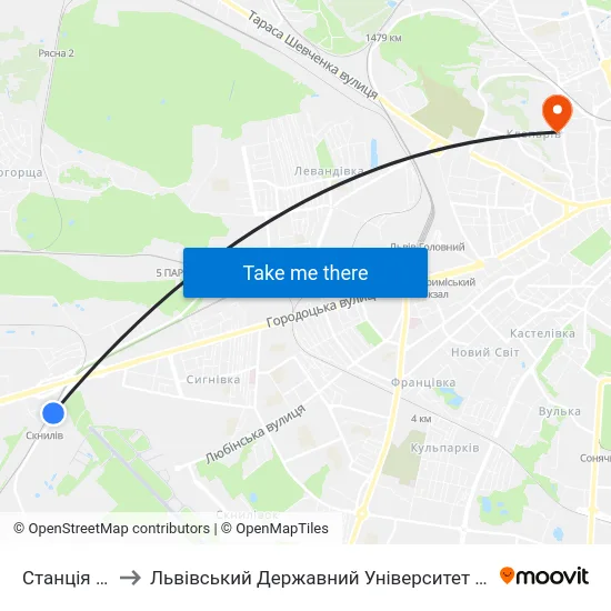 Станція Скнилів to Львівський Державний Університет Безпеки Життєдіяльності map