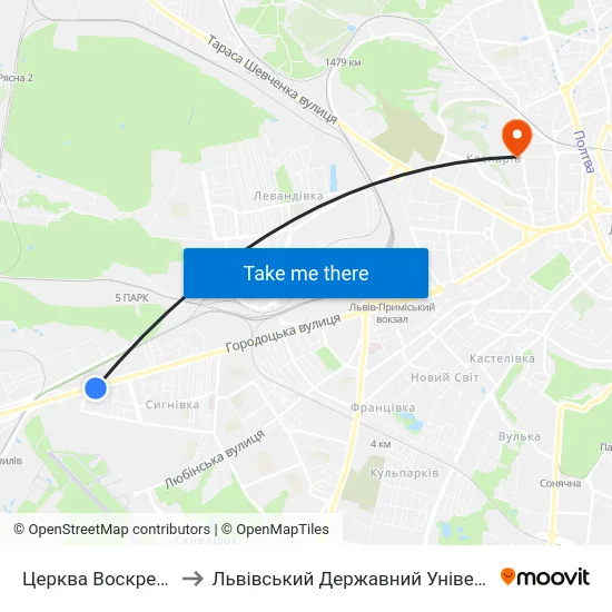 Церква Воскресіння Господнього to Львівський Державний Університет Безпеки Життєдіяльності map