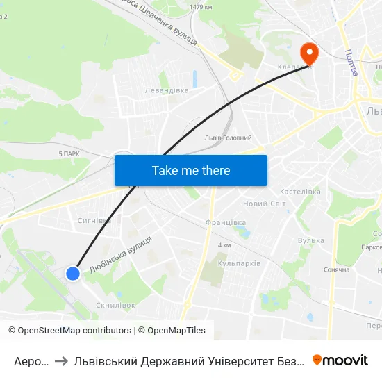 Аеропорт to Львівський Державний Університет Безпеки Життєдіяльності map