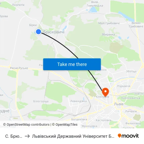 С. Брюховичі to Львівський Державний Університет Безпеки Життєдіяльності map