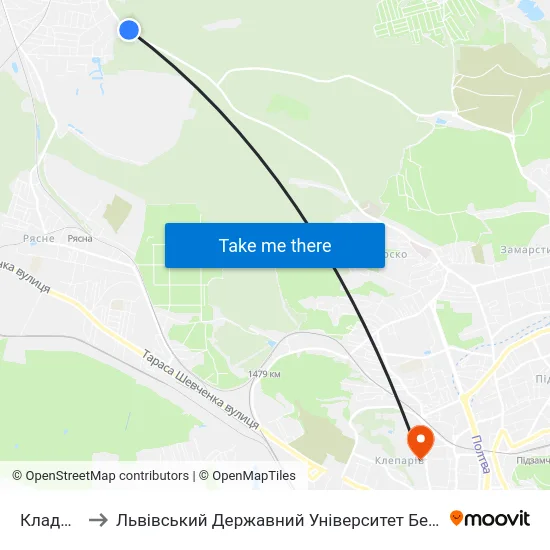 Кладовище to Львівський Державний Університет Безпеки Життєдіяльності map