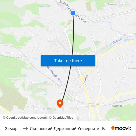 Замарстинів to Львівський Державний Університет Безпеки Життєдіяльності map