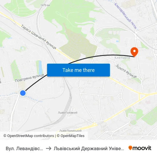 Вул. Левандівська - Вул. Широка to Львівський Державний Університет Безпеки Життєдіяльності map
