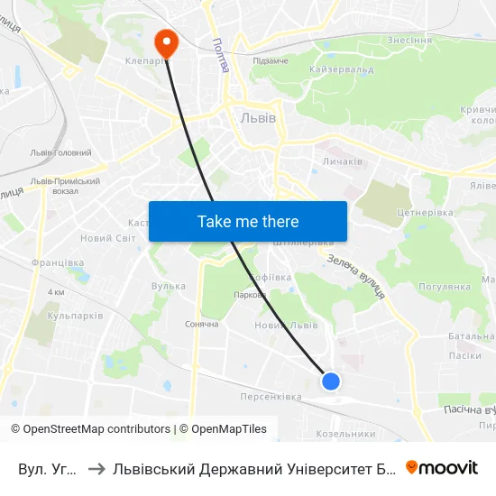 Вул. Угорська to Львівський Державний Університет Безпеки Життєдіяльності map