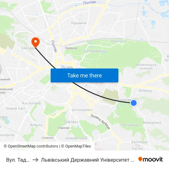 Вул. Таджицька to Львівський Державний Університет Безпеки Життєдіяльності map