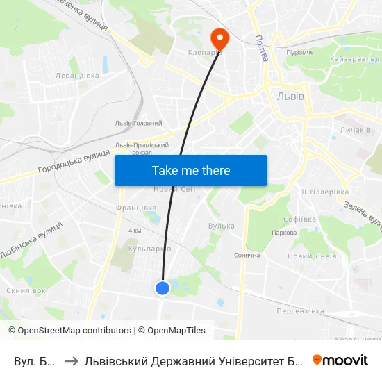 Вул. Бойчука to Львівський Державний Університет Безпеки Життєдіяльності map
