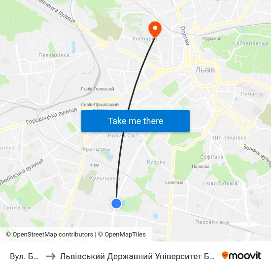 Вул. Бойчука to Львівський Державний Університет Безпеки Життєдіяльності map